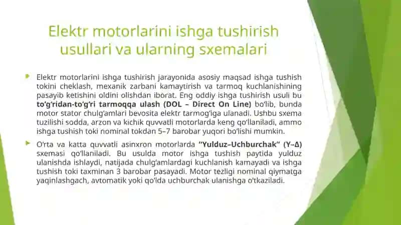 Elektrmotorlariniishgatushirishvato‘xtatishsxemalari 2