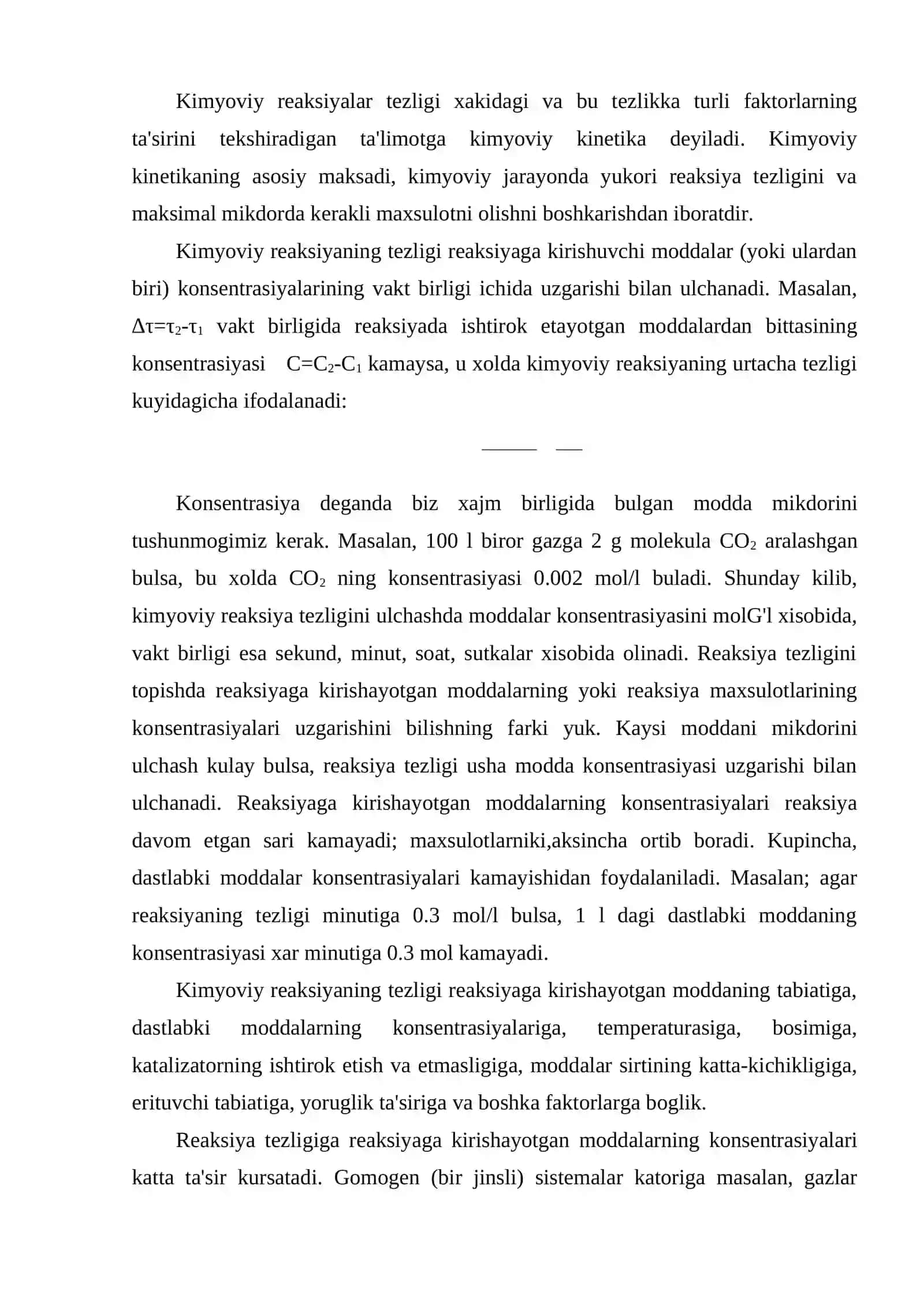 Kimyoviy Reaksiya Tezligi 2
