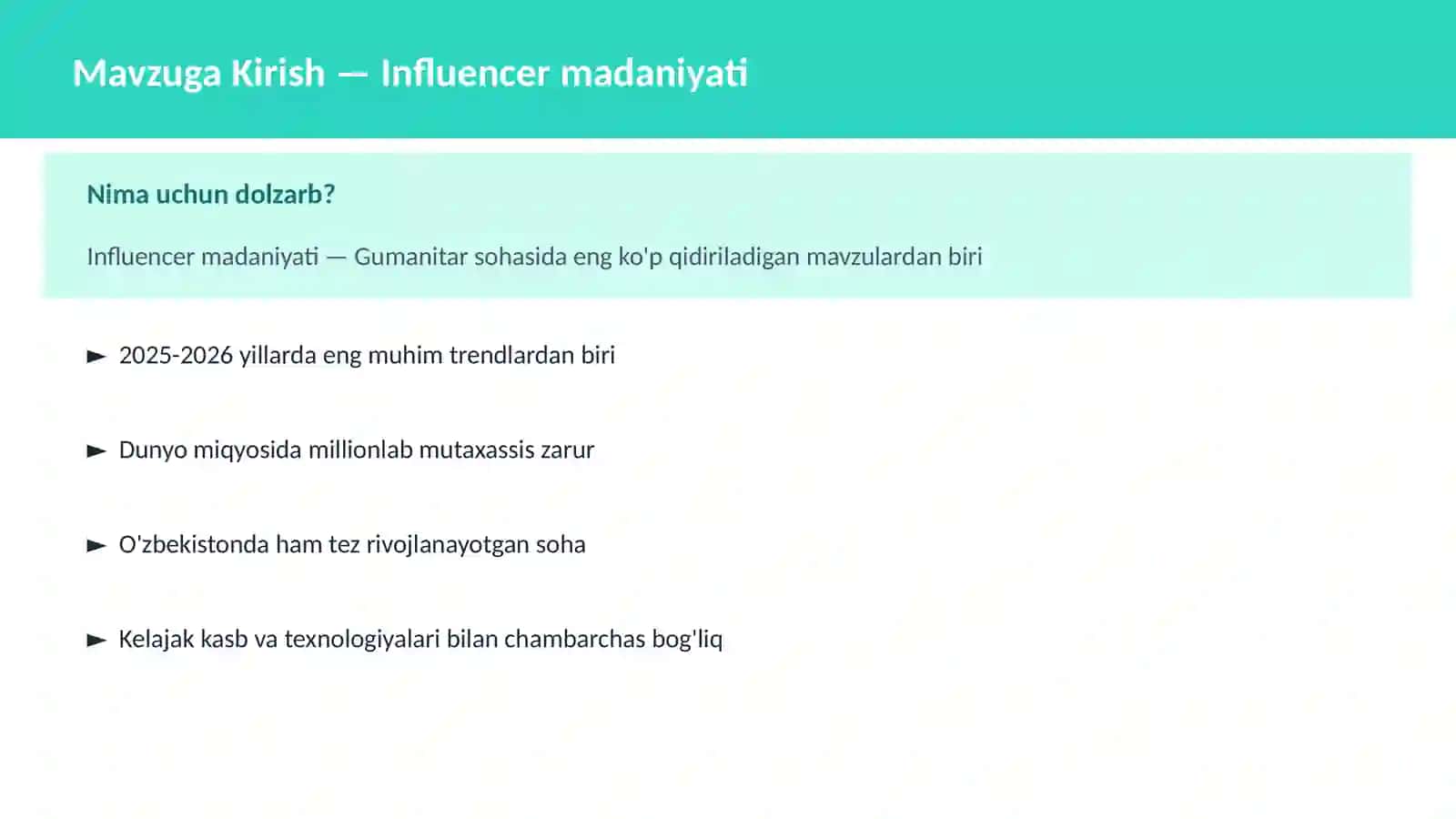 Influencer madaniyati 2