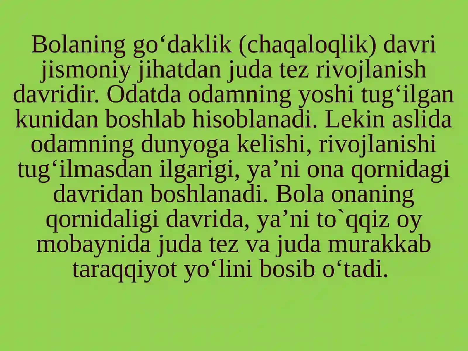 Chaqaloqlik va ilk bolalik davrining psixologik xususiyatlari. Maaktabgcha yosh davrda psixik rivojlanish xususiyatlari 2