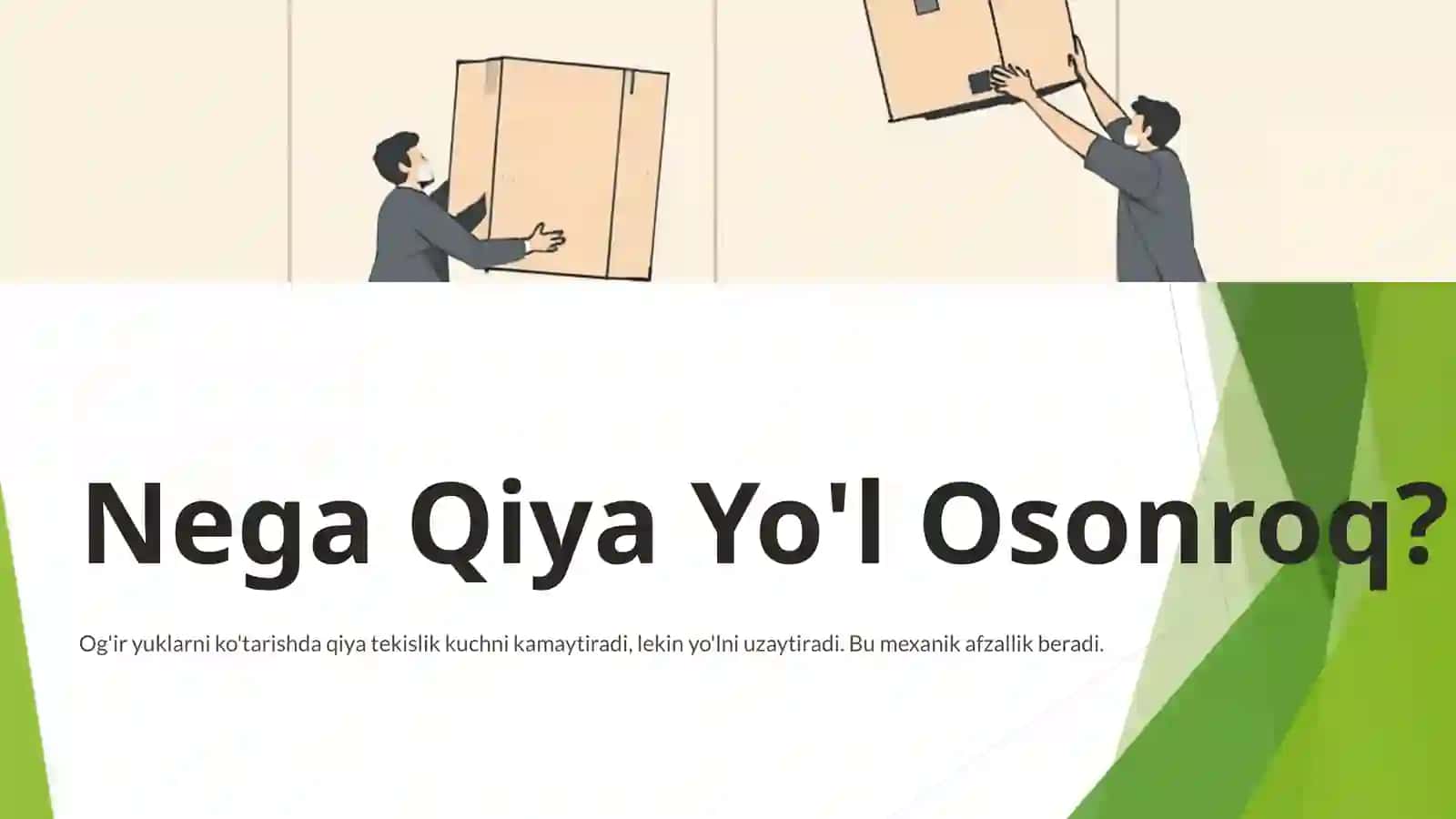 Jismni Qiya Tekislik Bo'ylab Ko'chirishda Bajargan Ishi 2