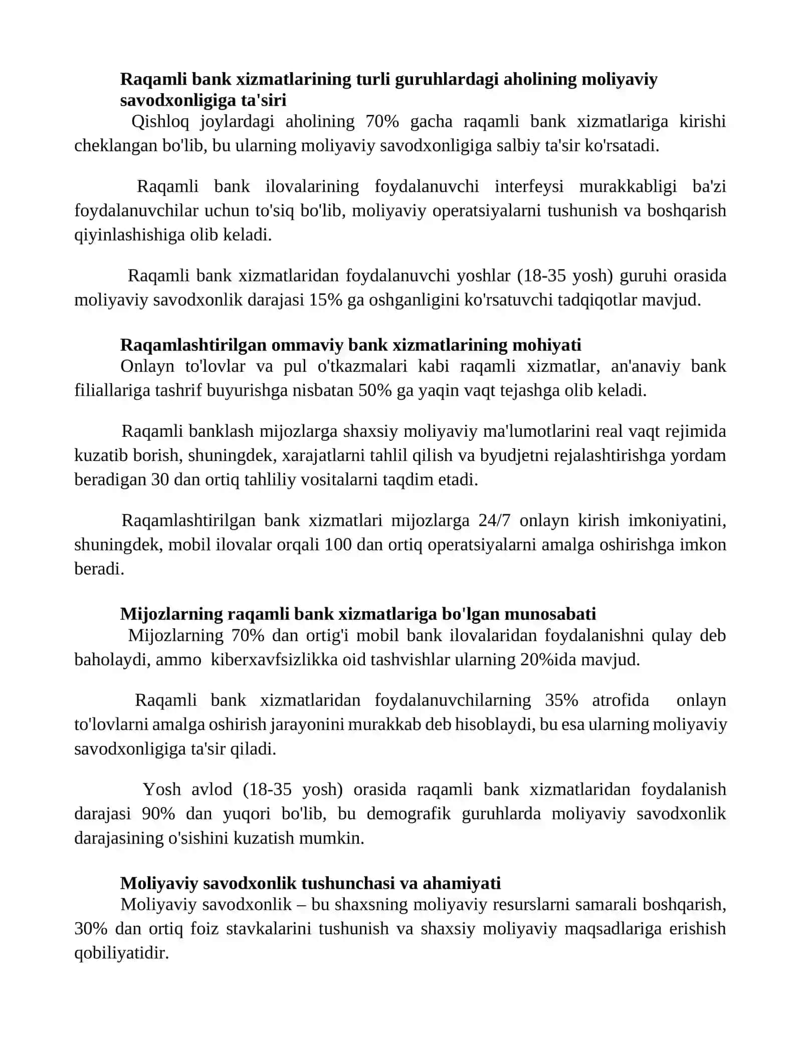 Davlatning raqamli bank xizmatlarini rivojlantirish va moliyaviy savodxonlikni oshirishdagi roli 2
