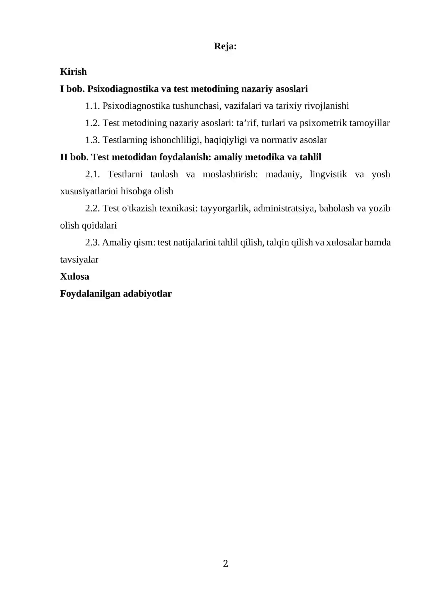 PISIXADIYAGNOSTIKANI ÕTKAZSHDA TEST METODIDAN FOYDALANISH 2