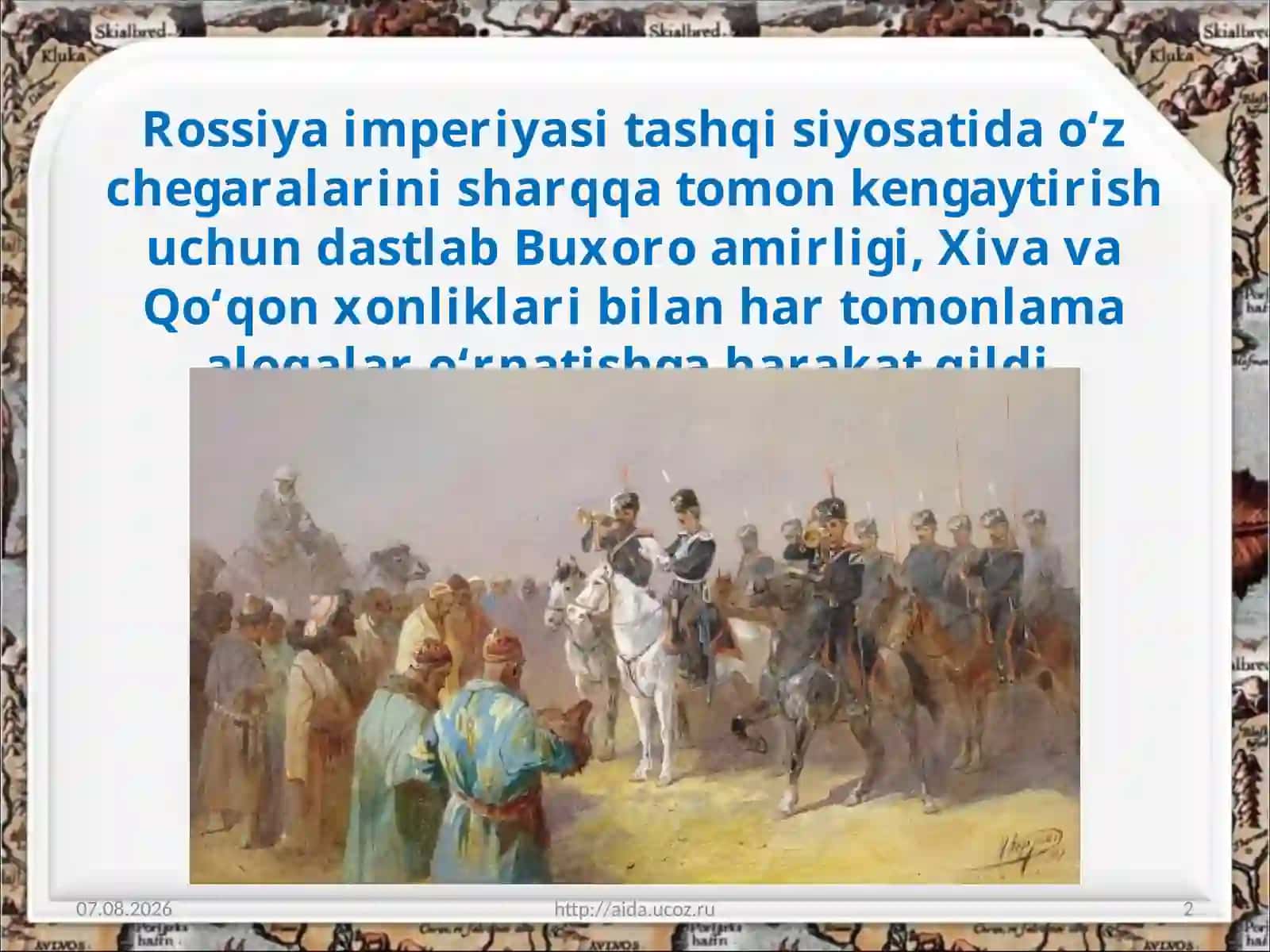 Rossiya imperiyasi tomonidan O‘rta Osiyoni bosib olish uchun istilochilik harakatlarining boshlanishi 2