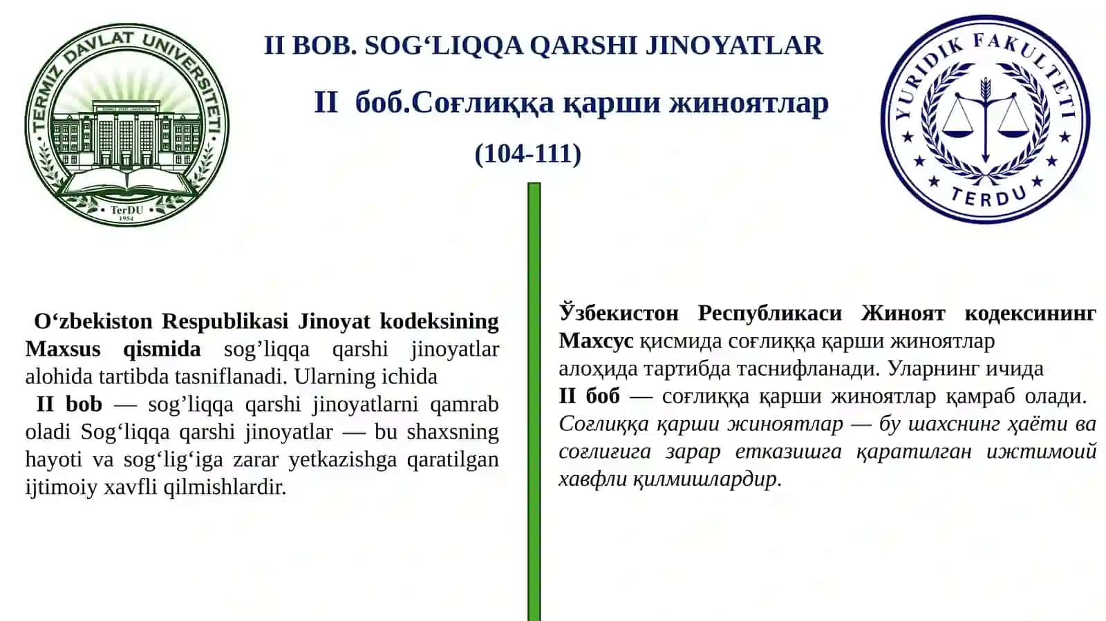 Sog'liqqa qarshi jinoyatlar 2