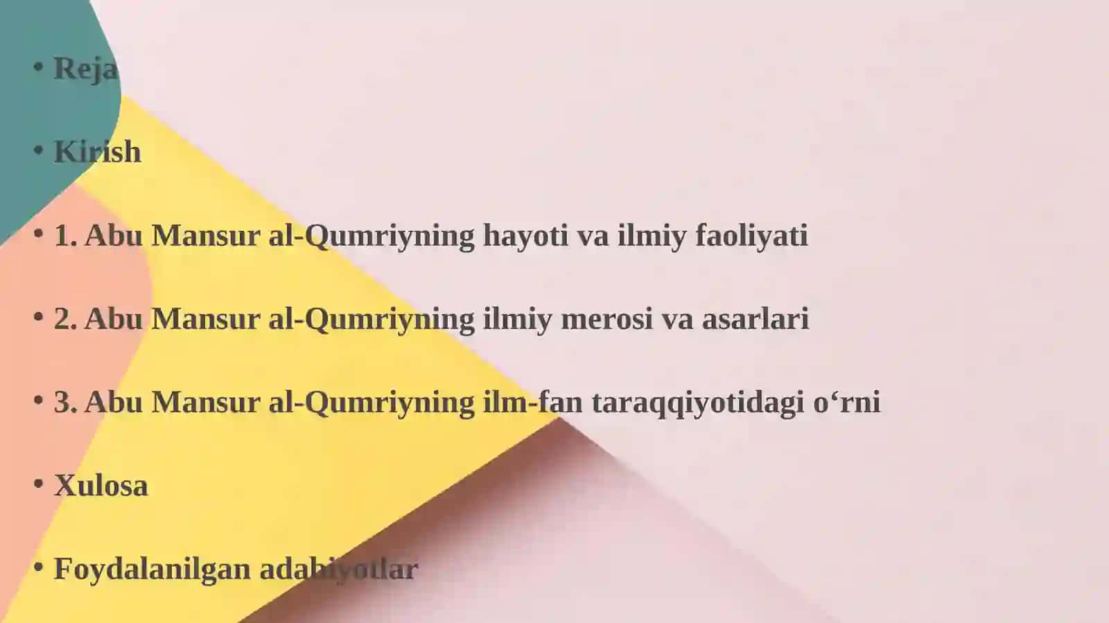 Abu Mansur al-Qumriyning hayoti va ilmiy faoliyati 2
