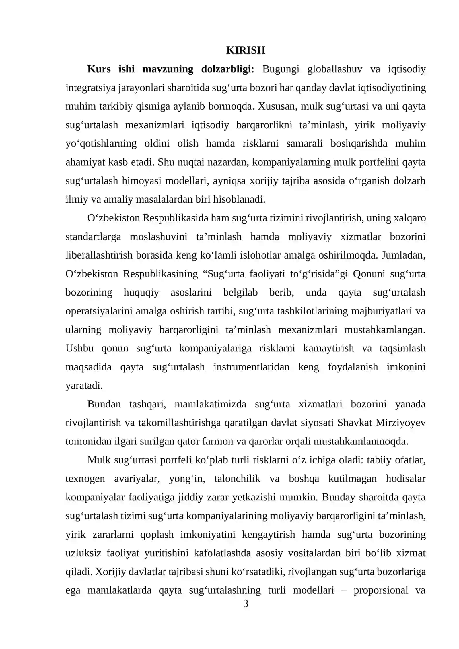 Kompaniyaning mulk portfelini qayta sug‘urtalash himoyasi modellari xorijiy tajriba 2