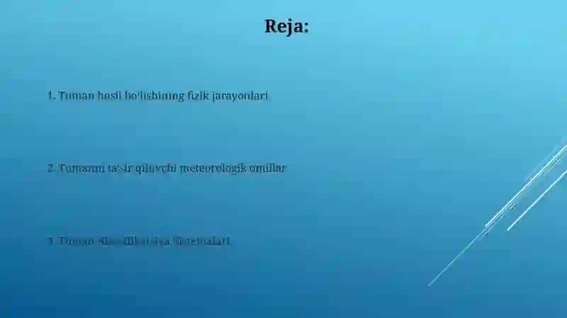 Tumanlar shakllanishining fizik meterologik sharoitlari ularning tasniflari 2