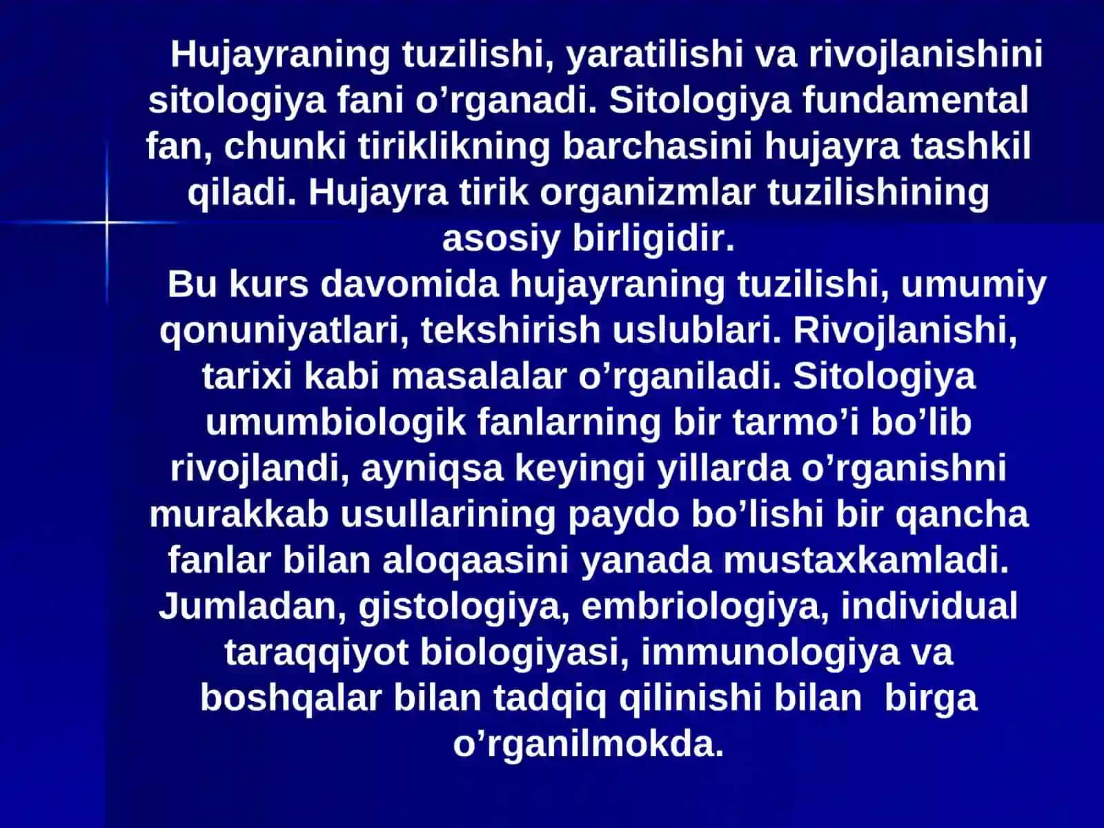 Sitologiya fanining qisqacha tarixi va boshqa fanlar bilan aloqasi 2