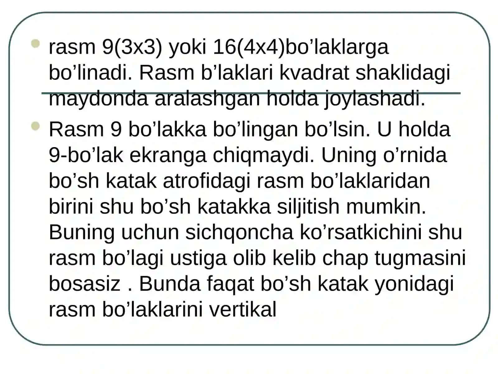 "Puzzle" va "So’z yasash" o’yinlari 2