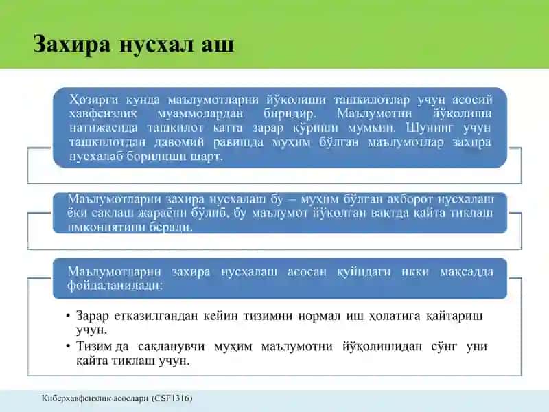Захира нусхалаш 2
