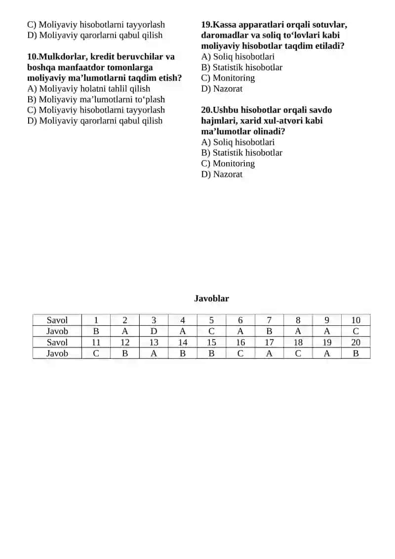Kassa apparatlaridan ishlash texnologiyasi fanidan 1 2