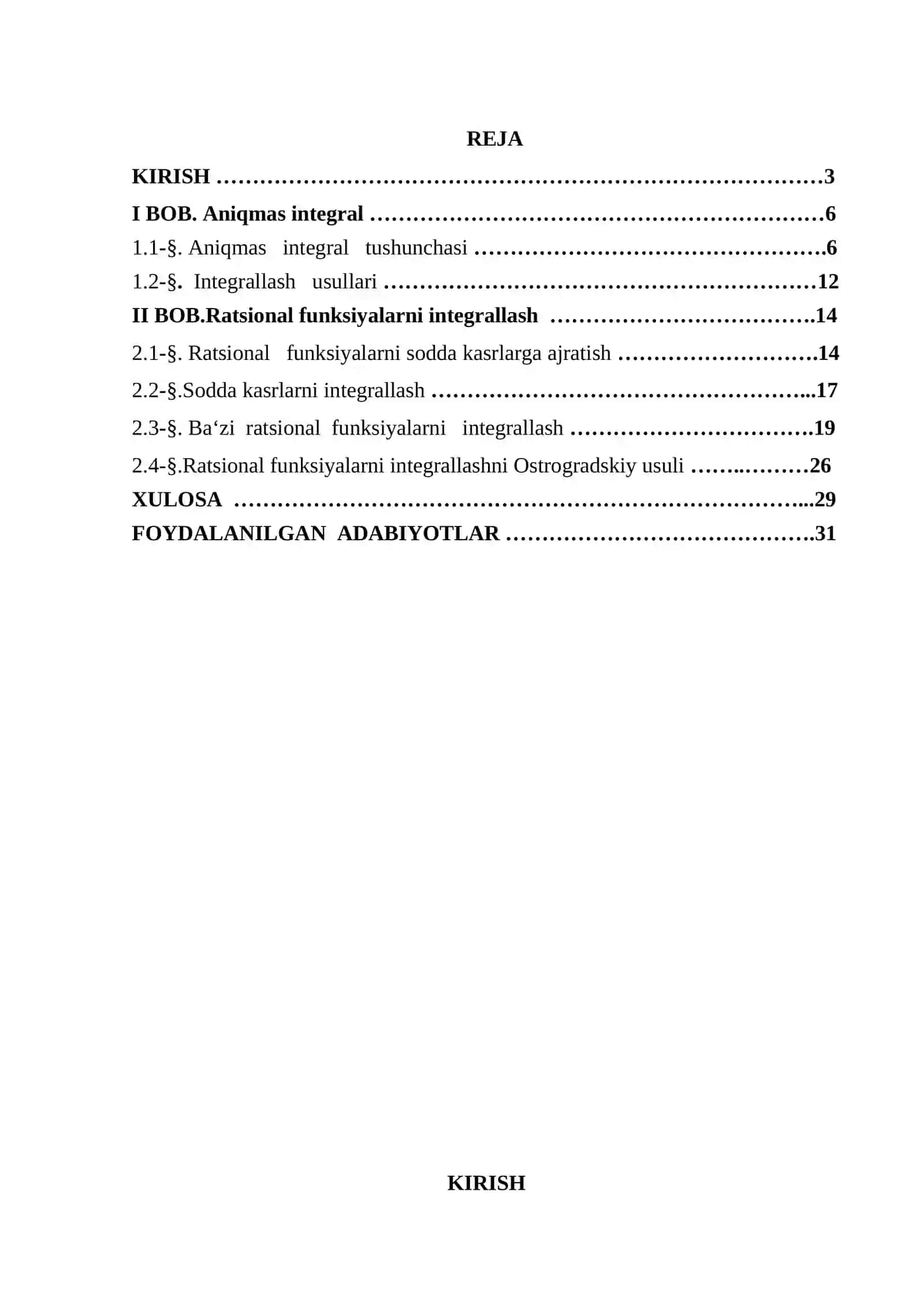 Aniqmas integral va ratsional funksiyalarni integrallash 2