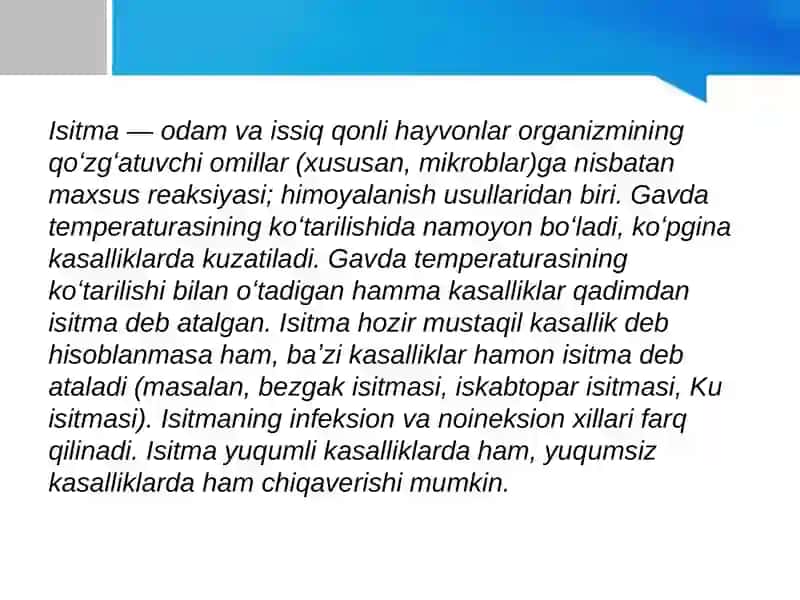 Isitmaning gipertermiyadan farqlovchi xossalari 2