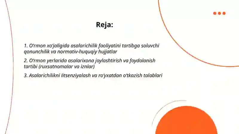 Oʻrmon xoʻjaligida asalarichilikning tashkil etishning huquqiy asoslari 2