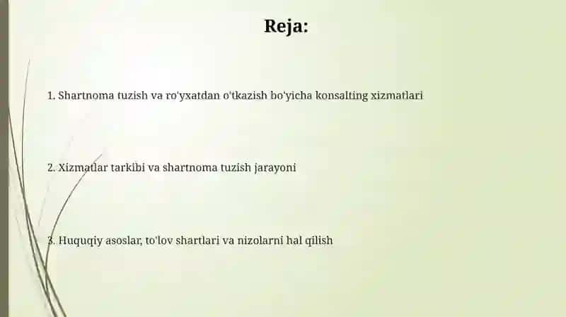 Shartnomalar tuzish va ro'yxatdan o'tkazish bo'yicha maslahat xizmatlari 2