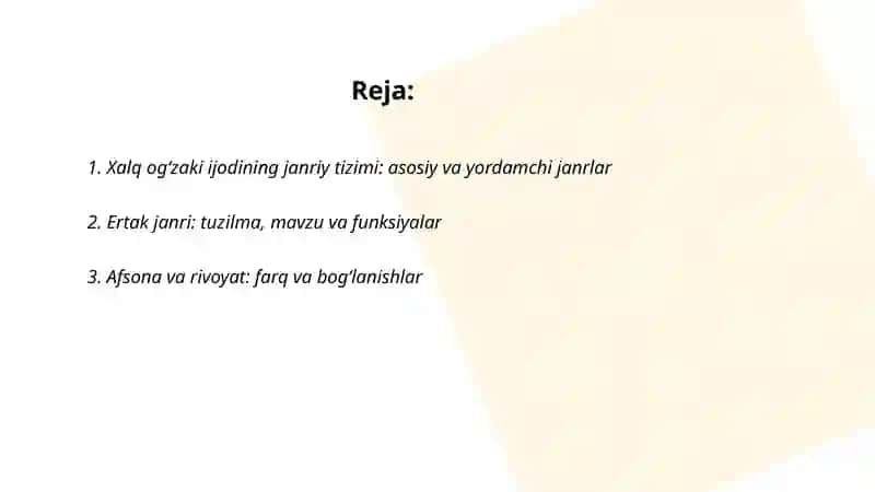 Xalq ogʻzaki ijodining janrlari 2