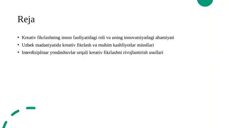 Kreativ fikrlashning inson faoliyatidagi ahamiyati va uning dolzarbligi 2
