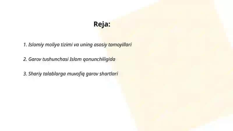 Islom iqtisodiyotida garov masalasi 2