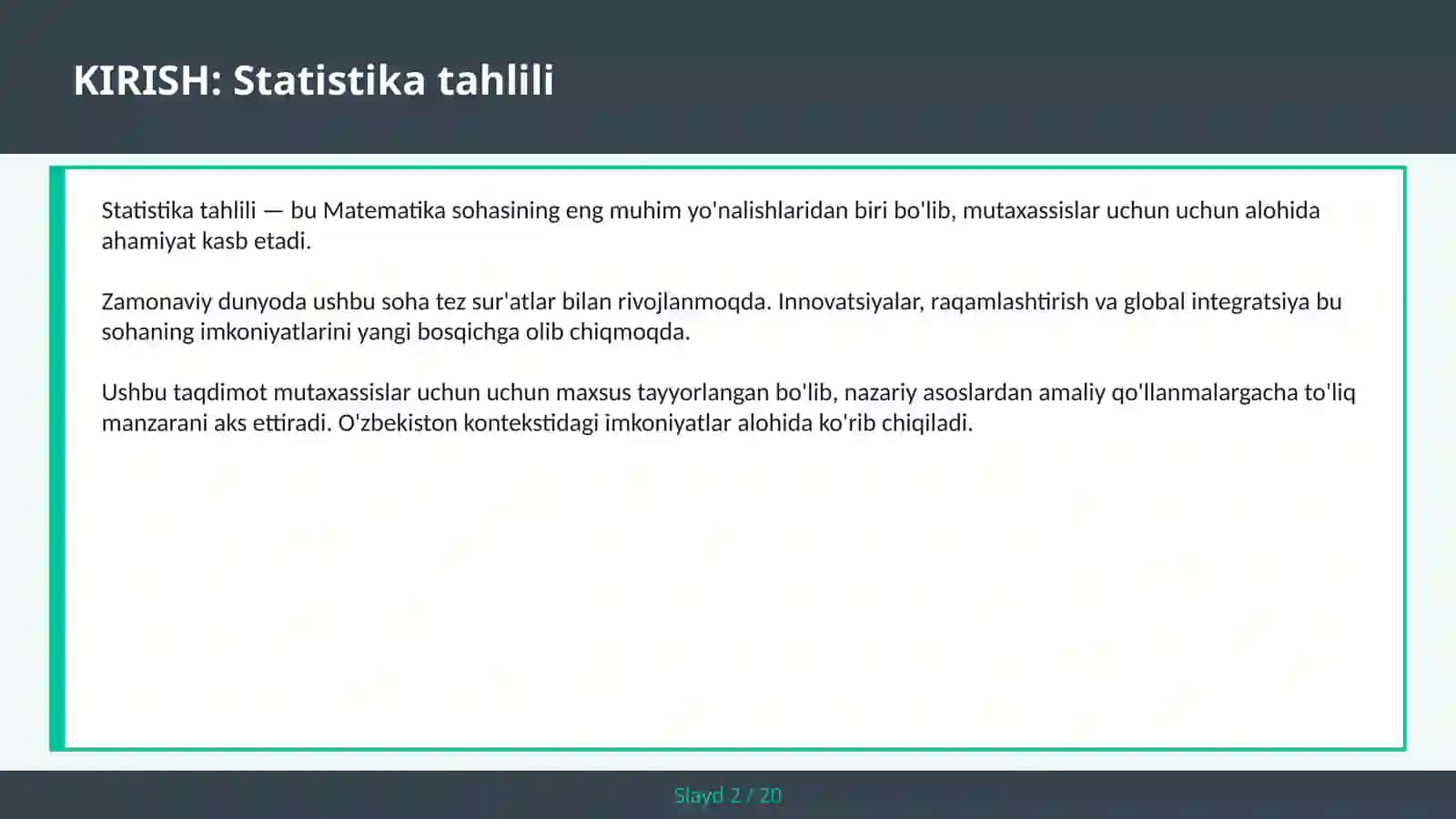 Statistika tahlili 2