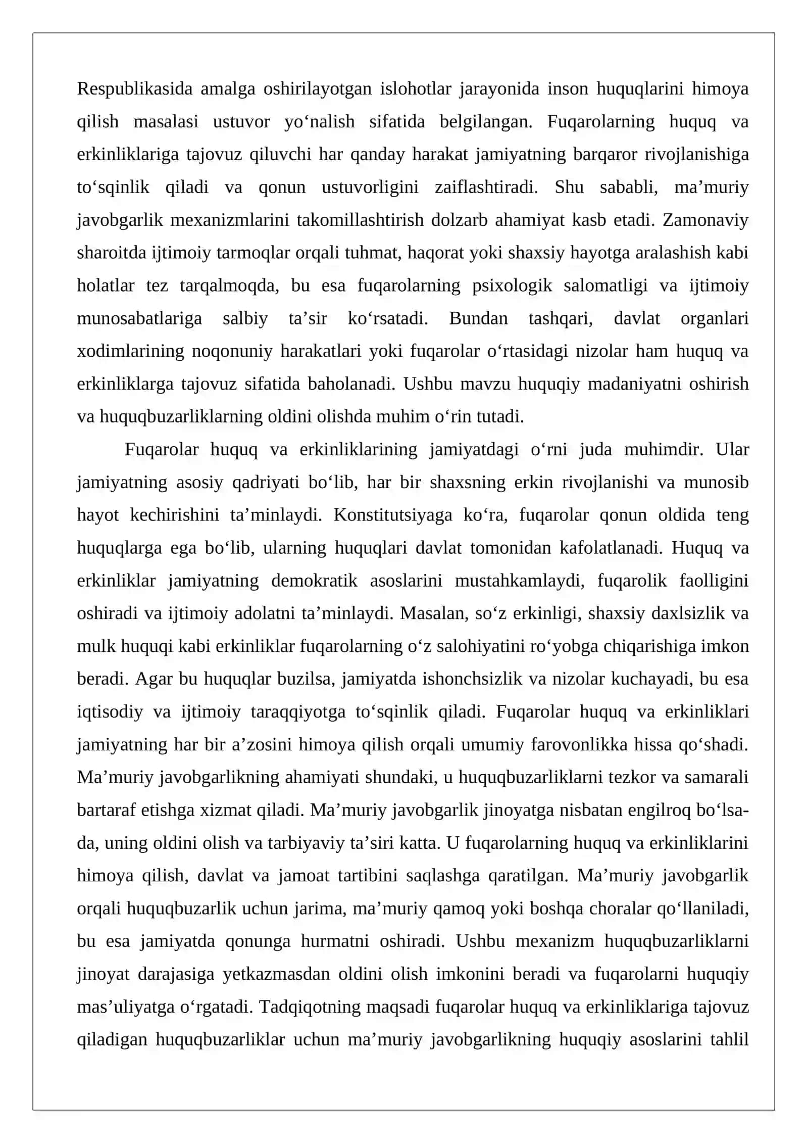 Fuqorolarning huquq va erkinliklariga tajovuz qiladigan huquqbuzarliklar uchun ma’muriy javobgarlik 2