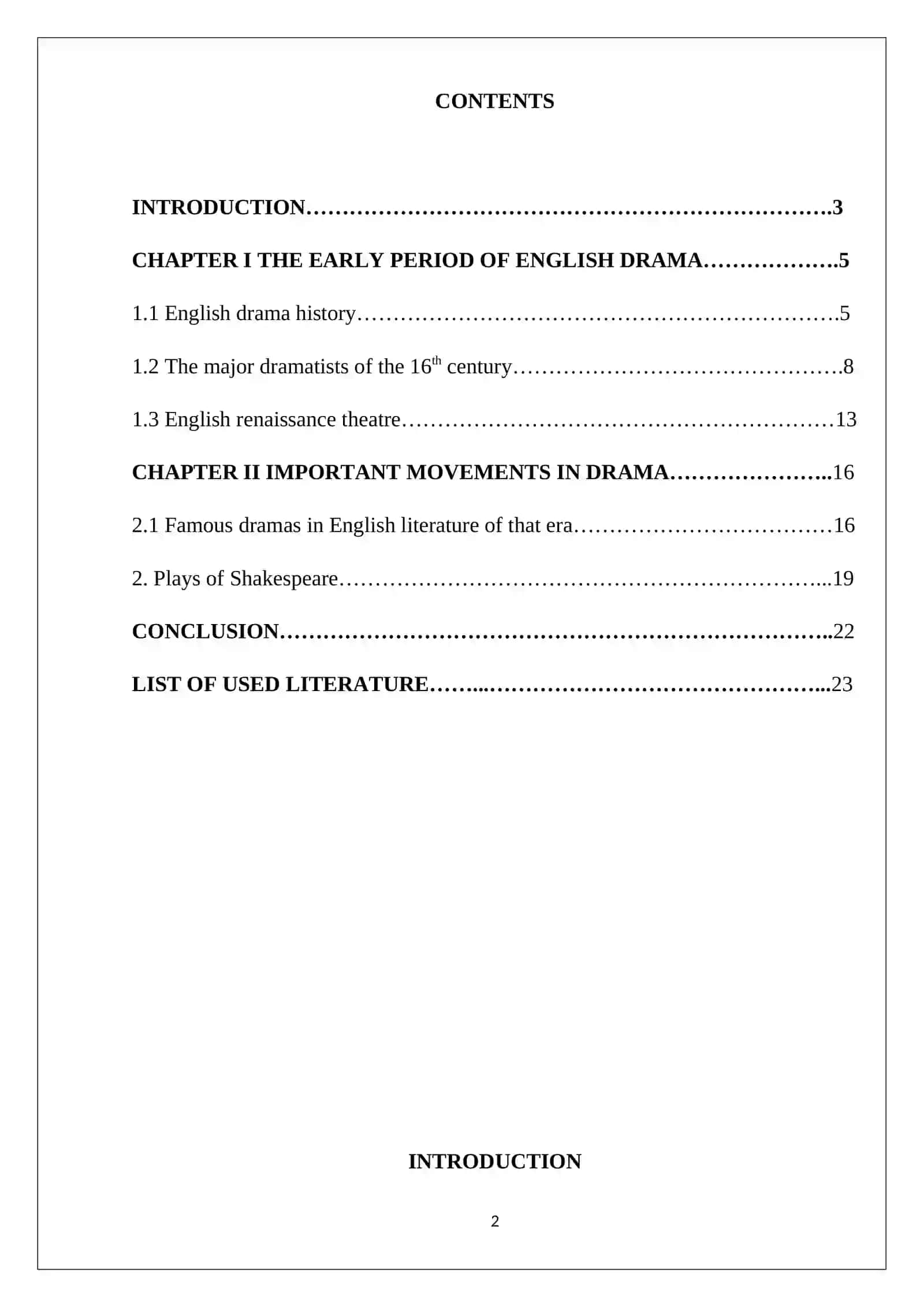 COURSE WORK: English drama in the 16th century 2