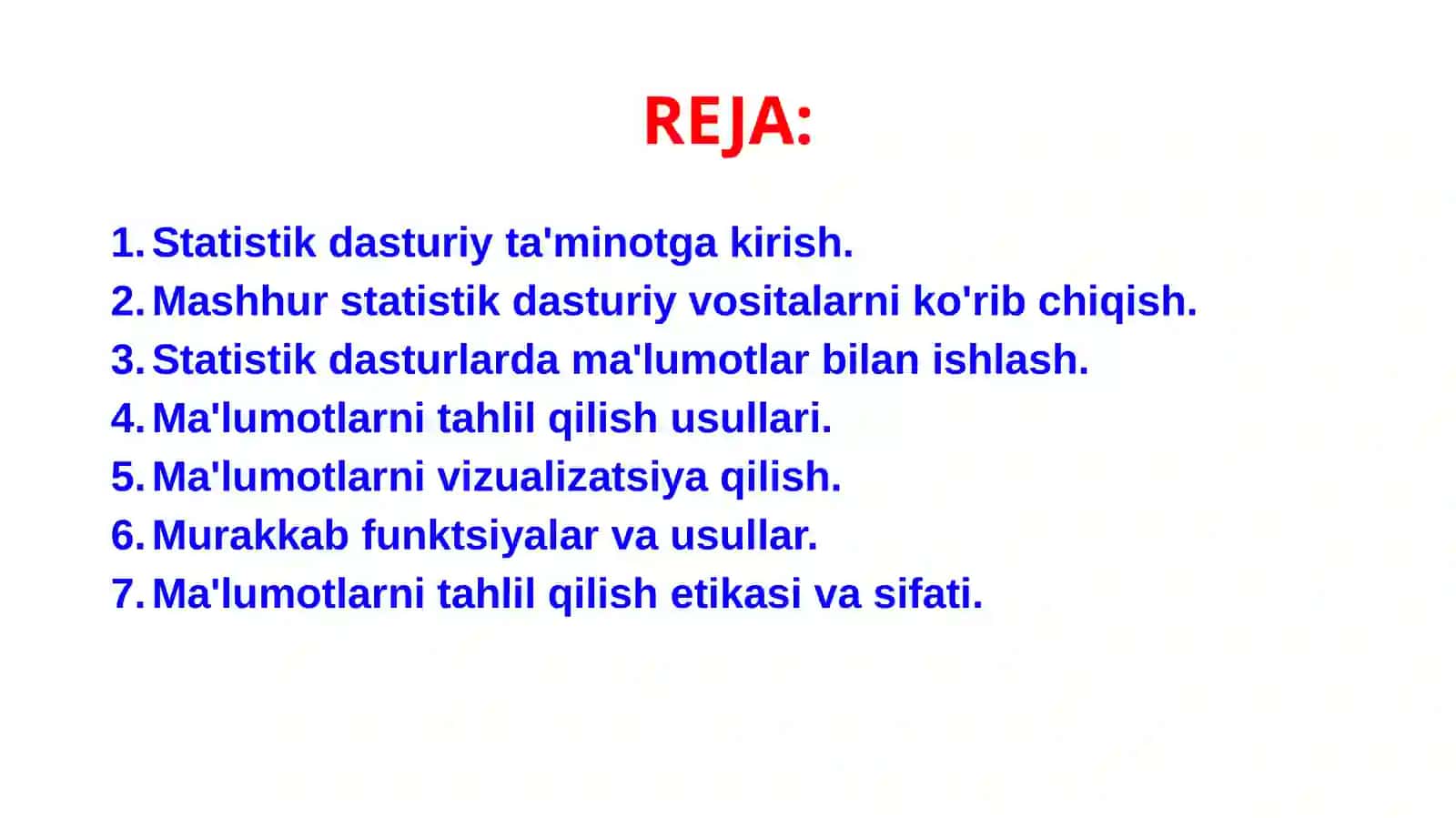 Statistik dasturiy vositalardan foydalanish 2