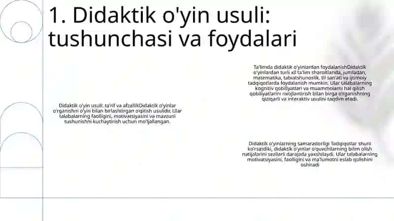 Didaktik o'yin usuli: tushunchasi va foydalari 2