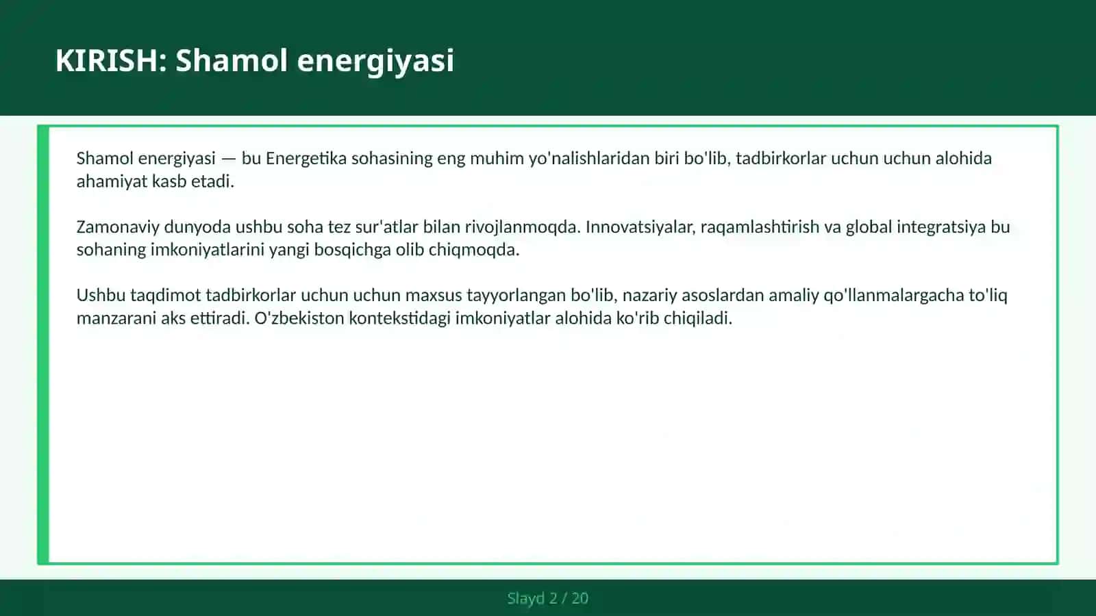 SHAMOL ENERGIYASI 2