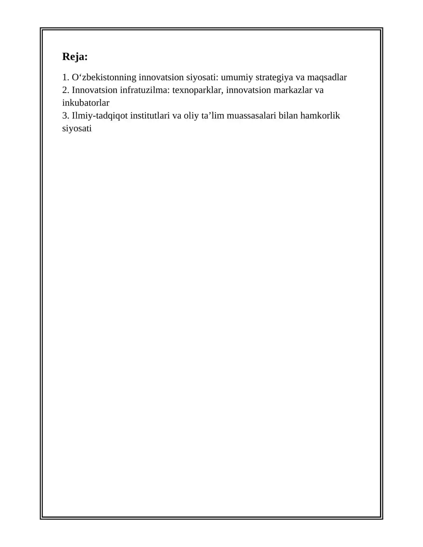 OʻZBEKISTONNING INAVATSION SIYOSATI 2