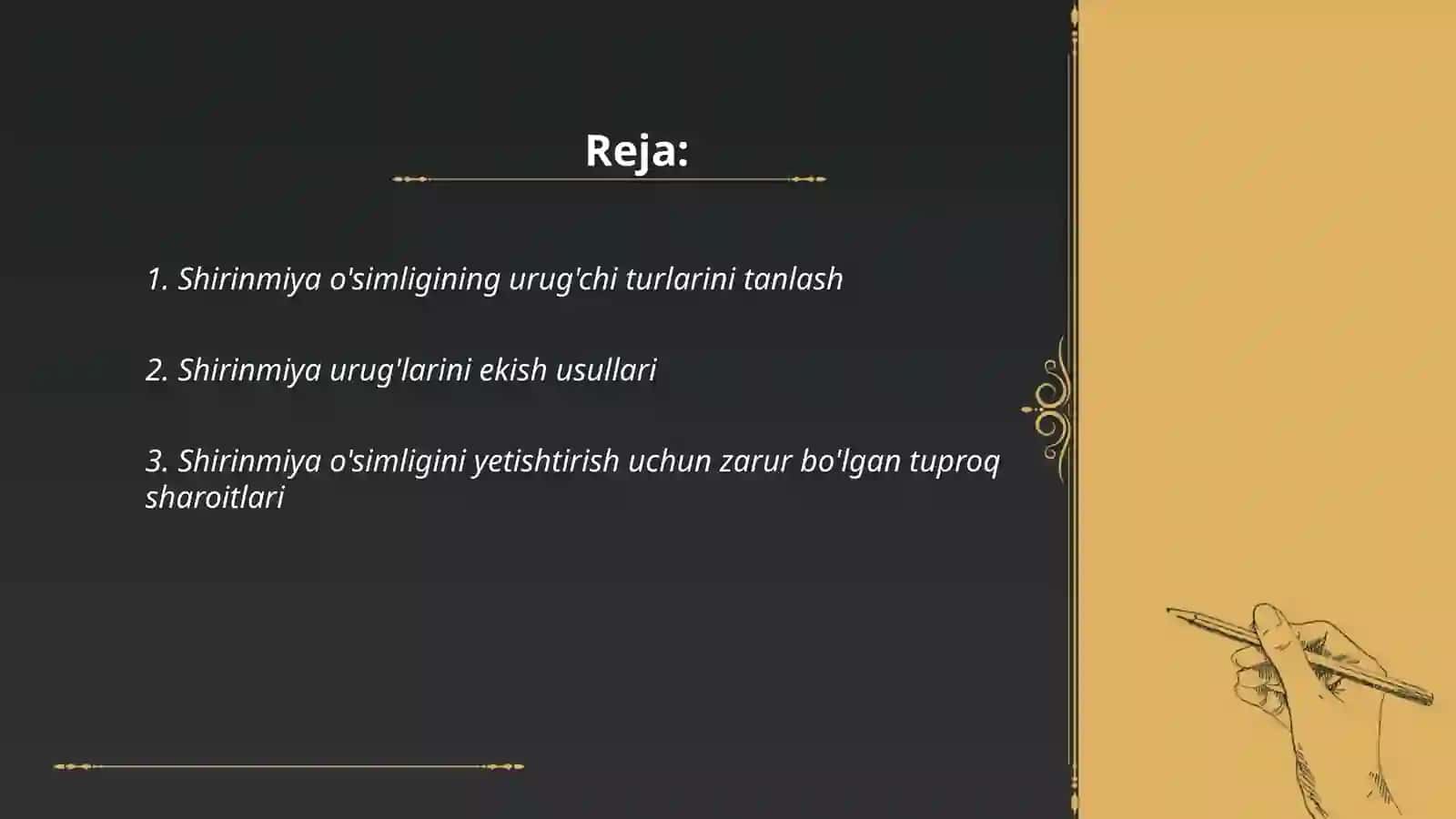 Shirinmiya o’simligining urug’chiligi va uni yetishtirish texnologiyasi 2