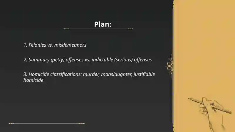 Classification of crimes and legal terminology 2