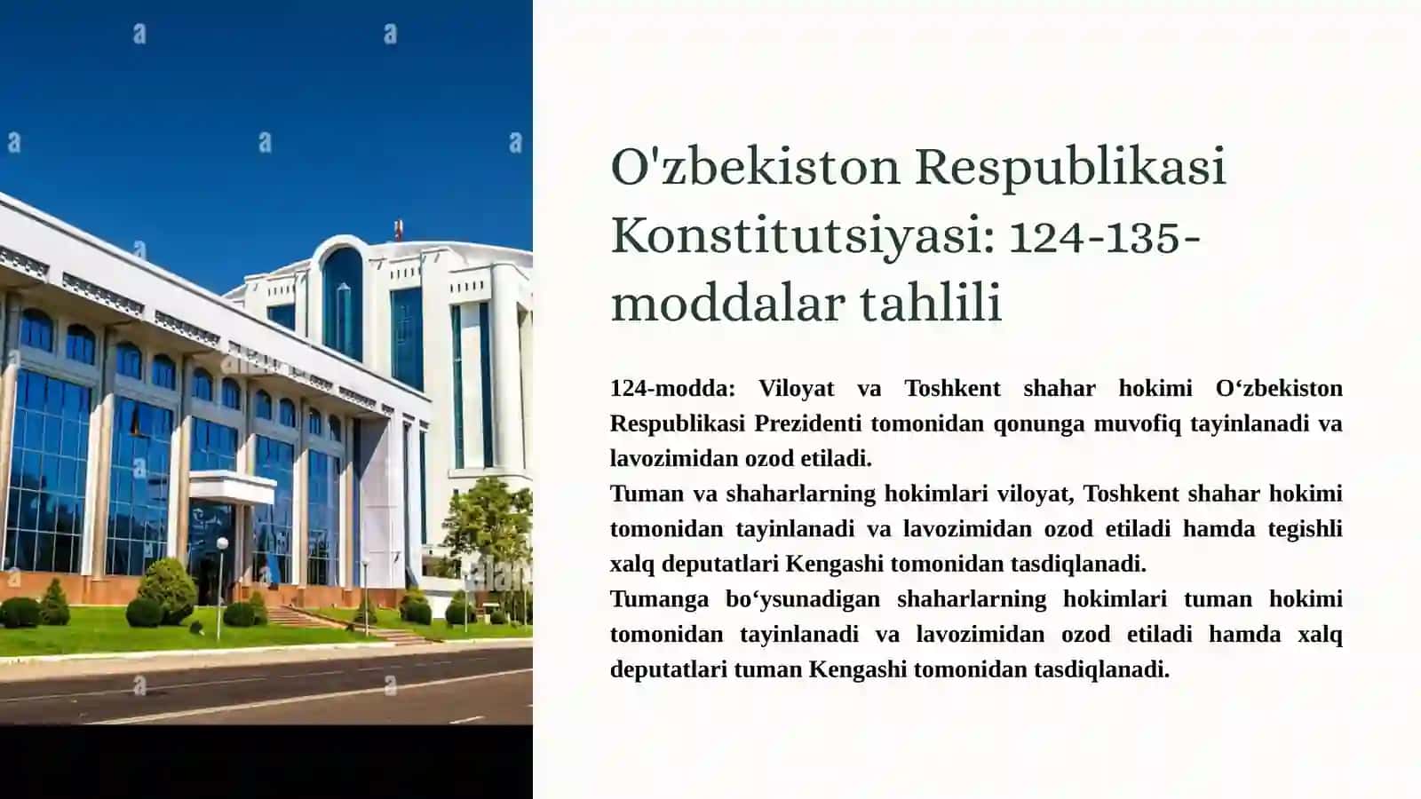O'zbekiston Respublikasi Konstitutsiyasi: 124-135-moddalar tahlili 2