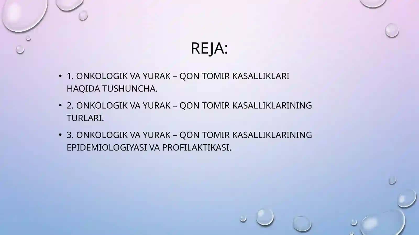 Onkologik kasalliklar, yurak – qon tomir kasalliklari epidemiologiyasi va profilaktikasi 2