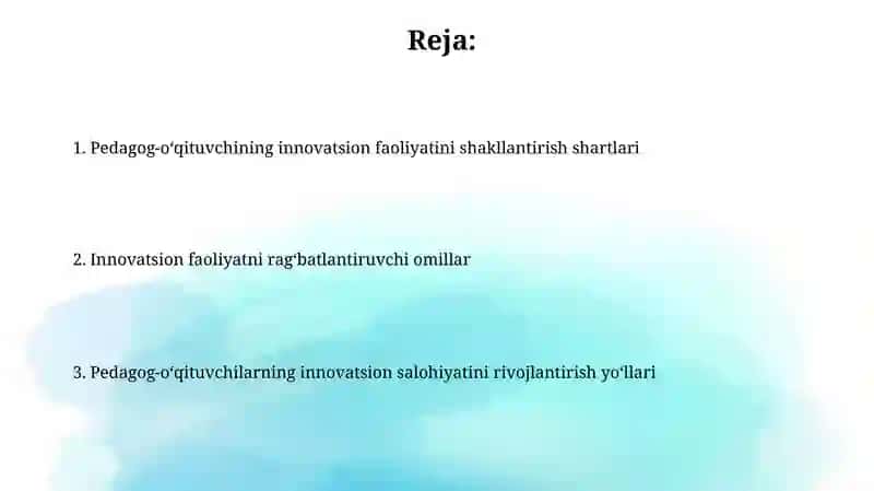 Tarbiyachi pedagogni innavatsion faoliyatini shakllantirish shart-sharoitlari 2