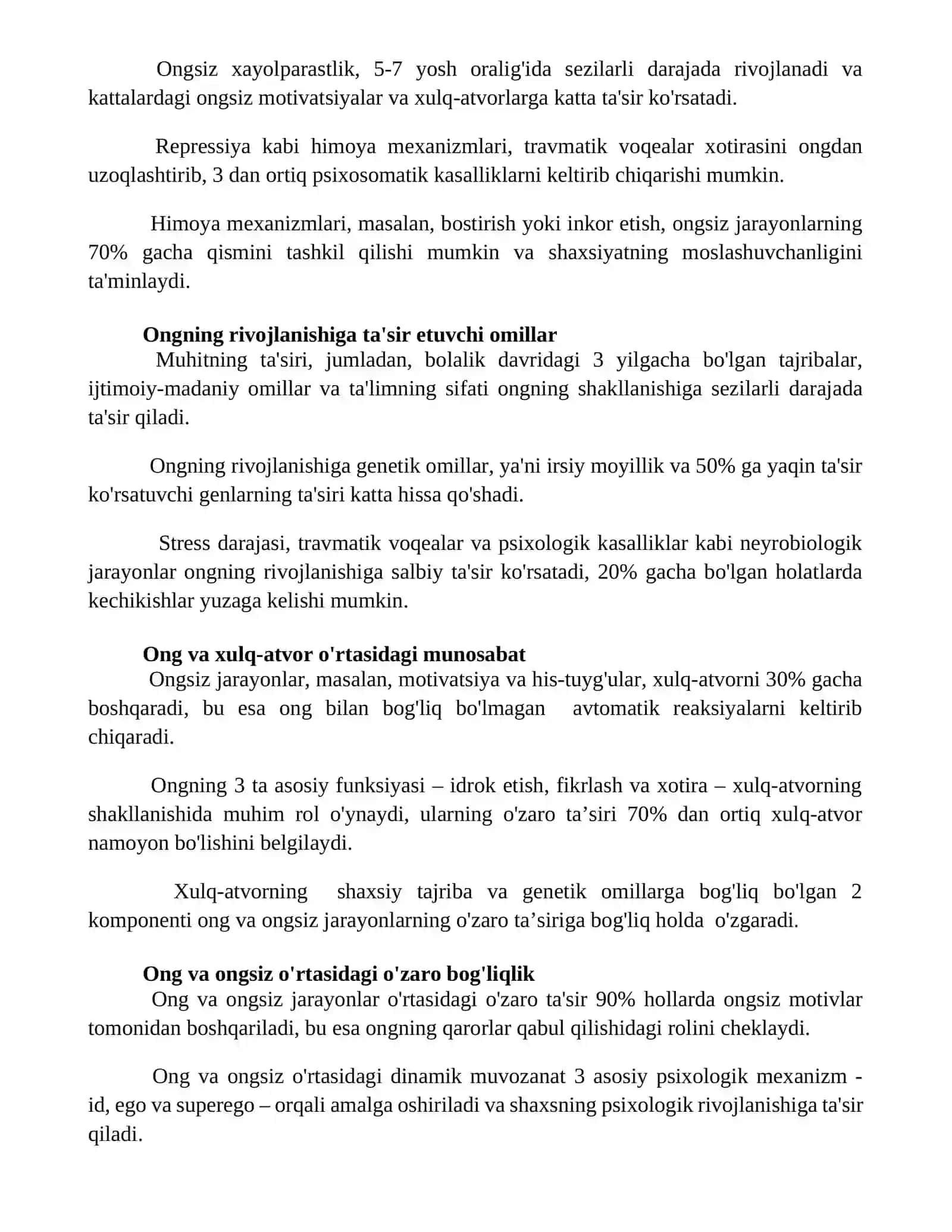 Ongning rivojlanishi va ongsiz jarayonlarning psixologik mohiyati 2