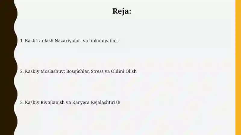 Kasb Tanlash Nazariyalari va Imkoniyatlari 2