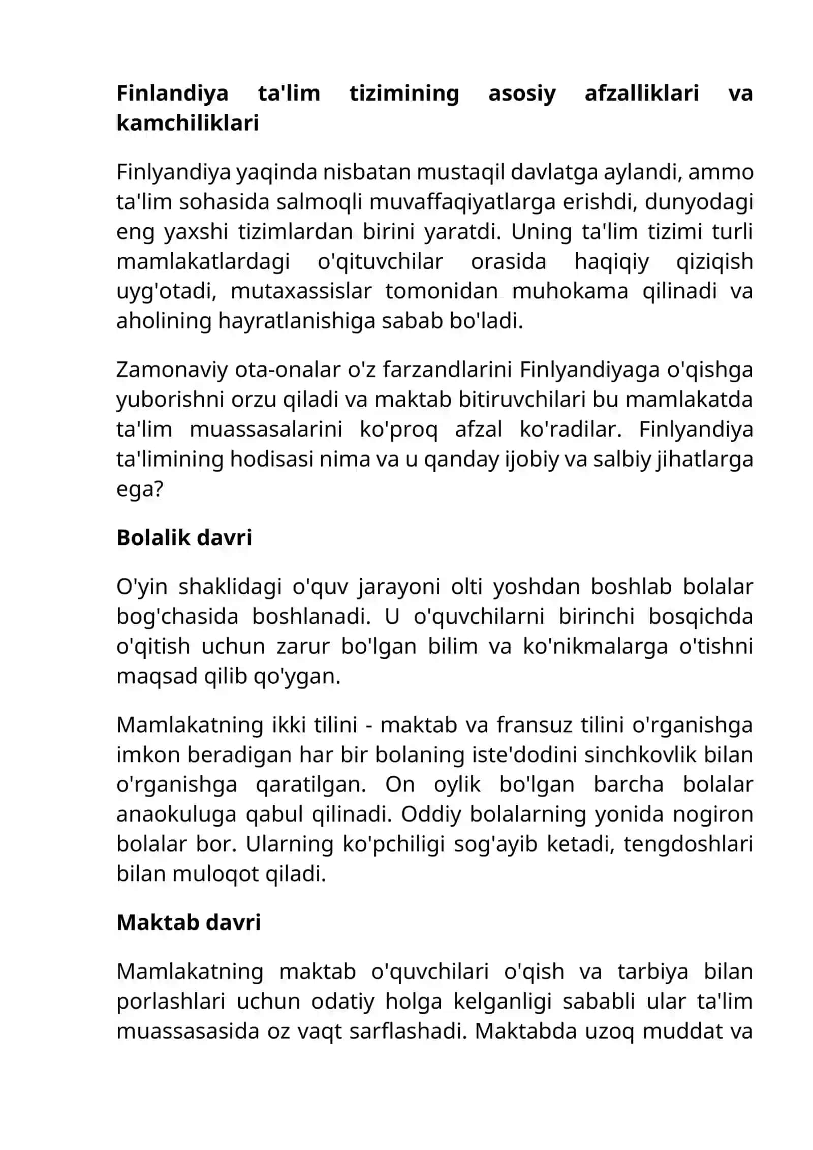 Finlandiya ta'lim tizimi 2