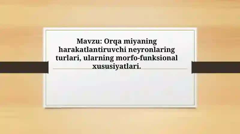 Orqa miyaning harakatlantiruvchi neyronlarining turlari, ularning morfofunksiyal xususiyatlari 2