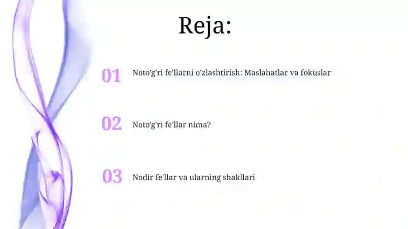Nodir fe'llar va ularning shakllari 2