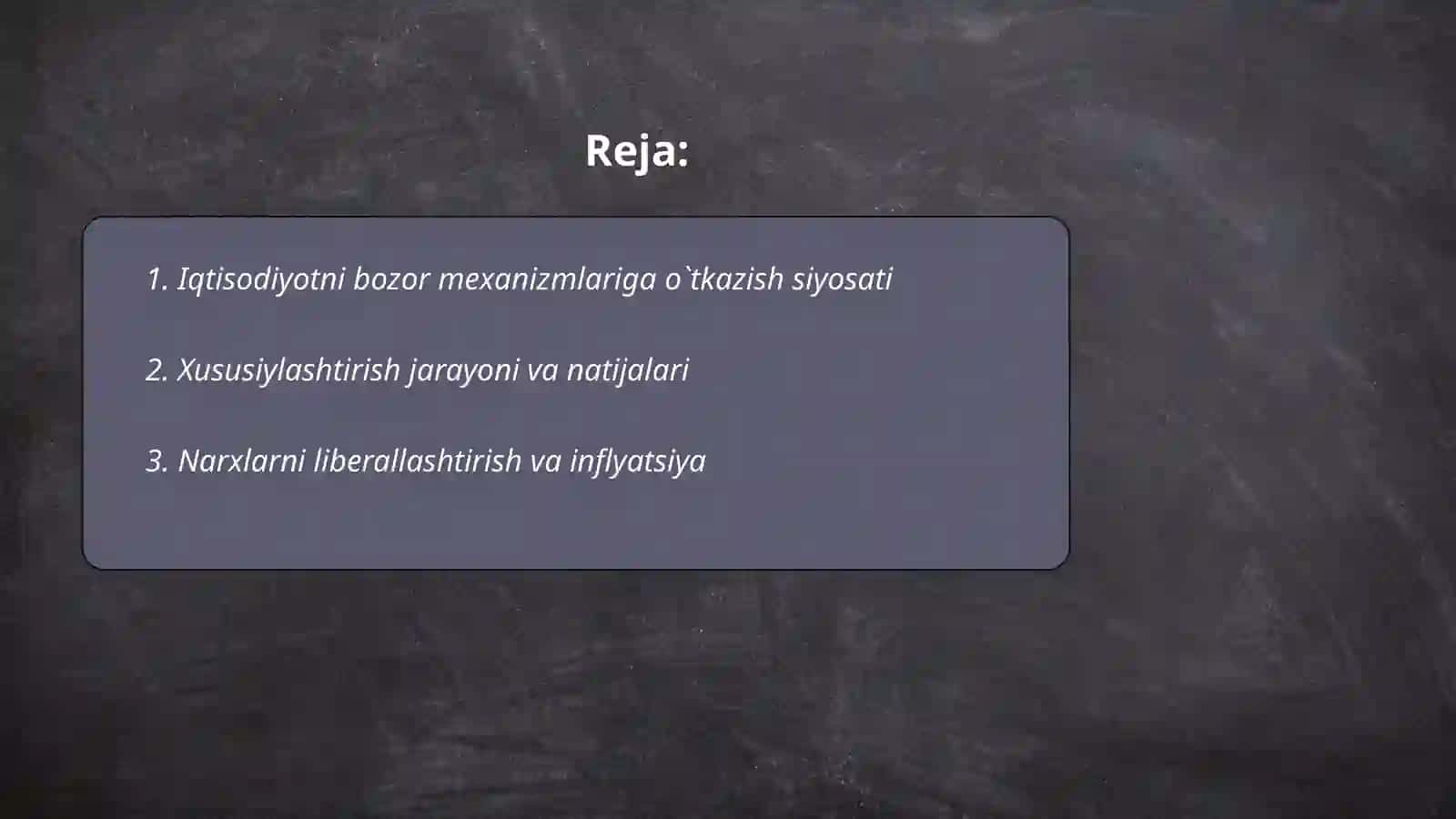 Iqtisodiyotni bozor mexanizmlariga o`tkazish siyosati 2