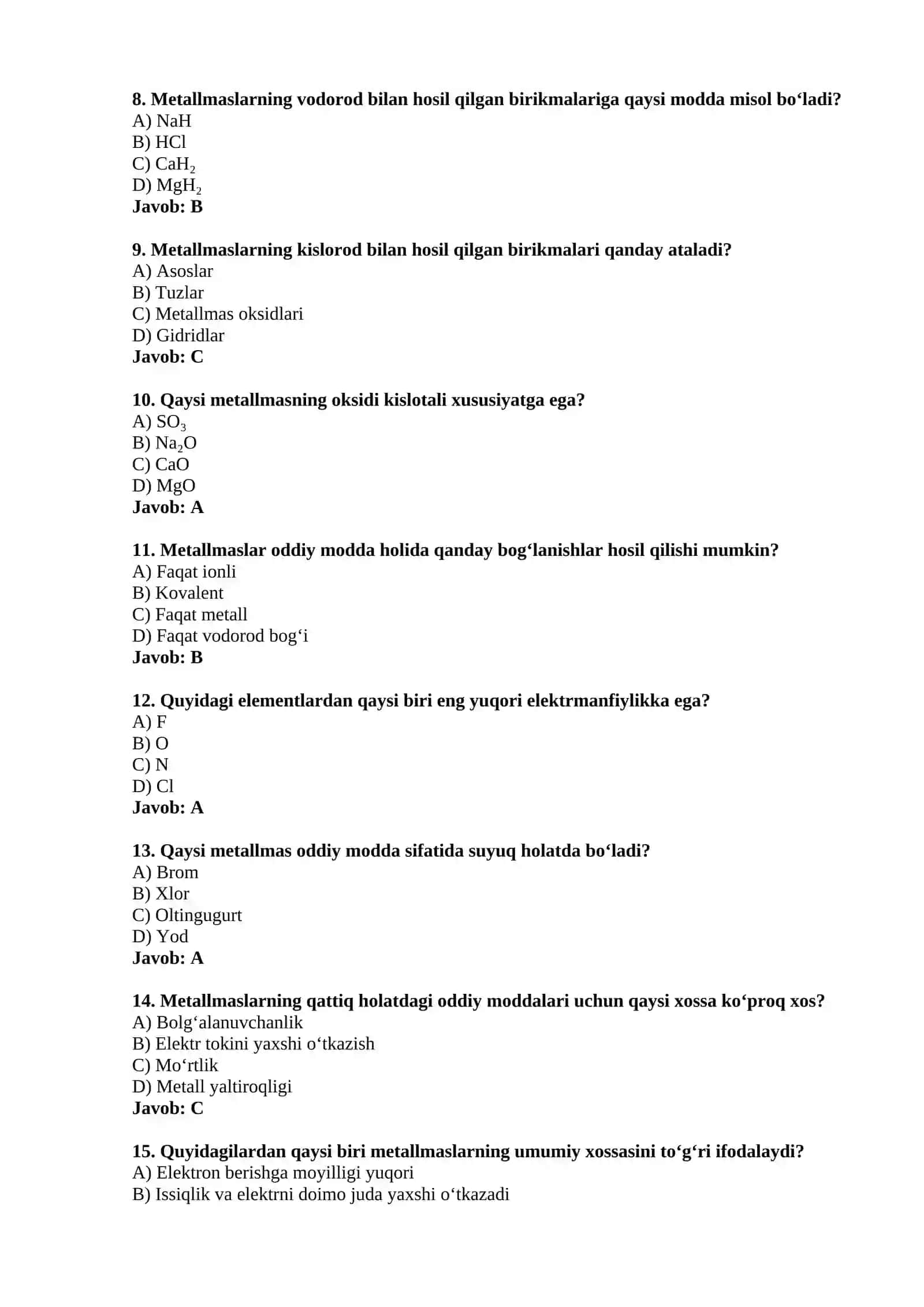Metallmaslarning umumiy xossalari 2