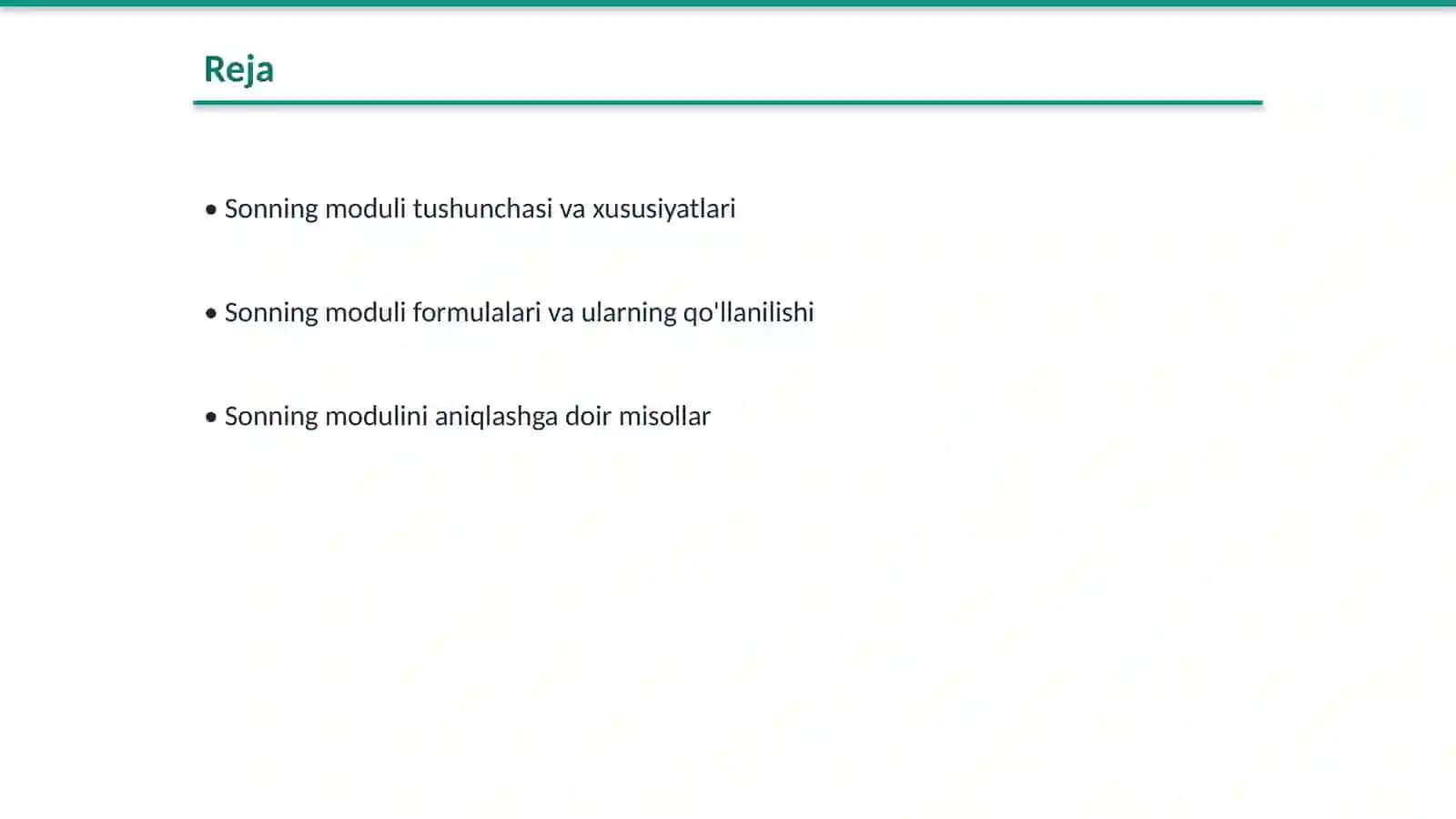 Sonning modulini ishlashga doir misollar yechish 2