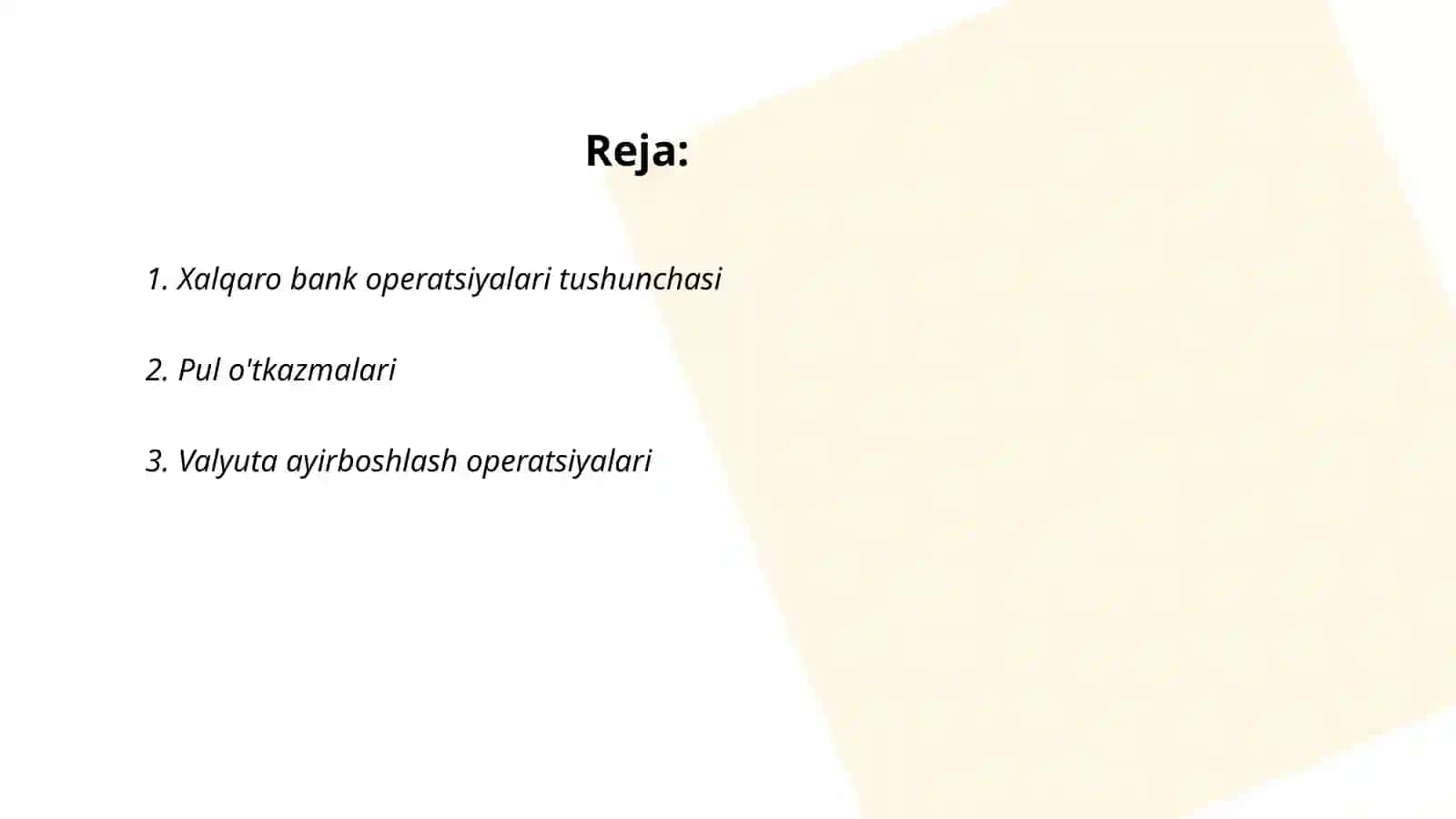Xalqaro bank operatsiyalari tushunchasi 2