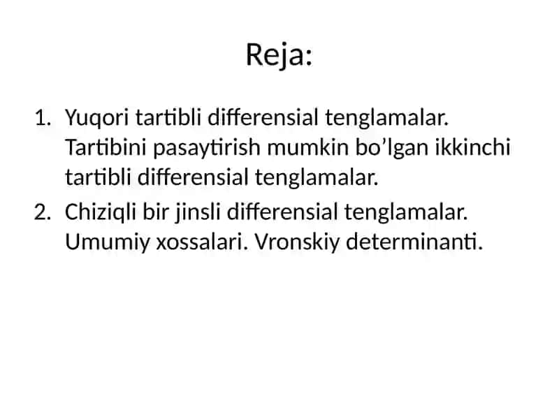 Yuqori tartibli differensial tenglamalar 2