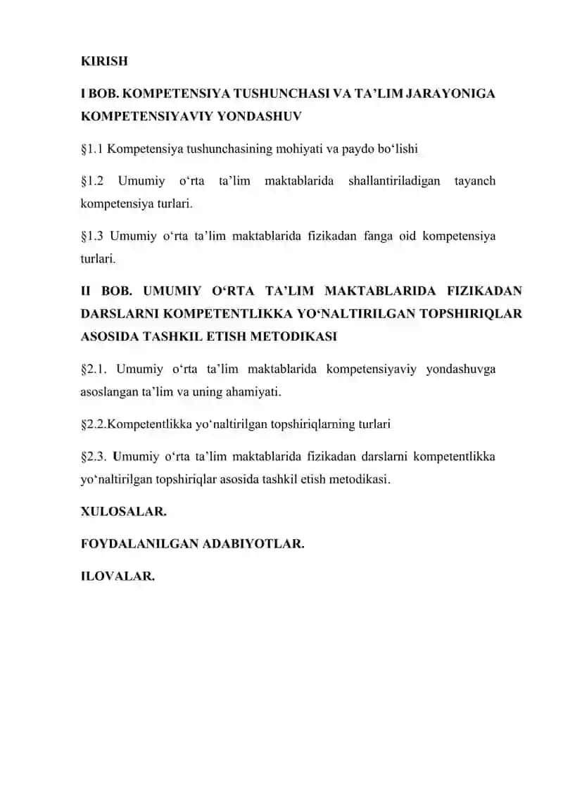 UMUMIY O‘RTA TA’LIM MAKTABLARIDA FIZIKADAN DARSLARNI KOMPETENTLIKKA YO‘NALTIRILGAN TOPSHIRIQLAR ASOS 2