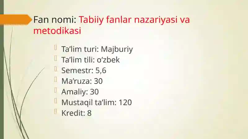 Tabiiy fanlar nazariyasi va metodikasi 2