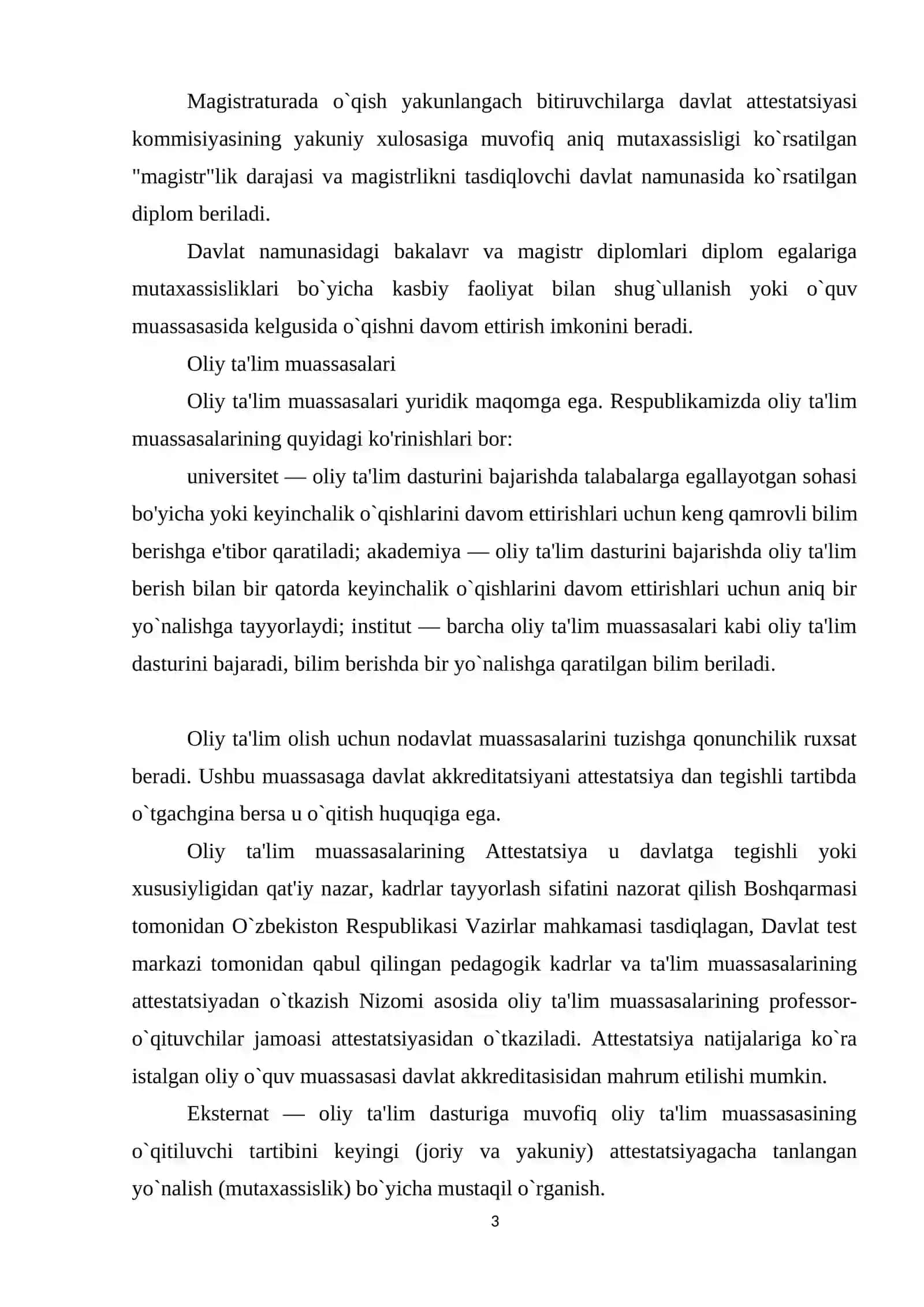 Oliy Ta'lim va Undan Keyingi Ta'limning Takomillashtirilishi 2