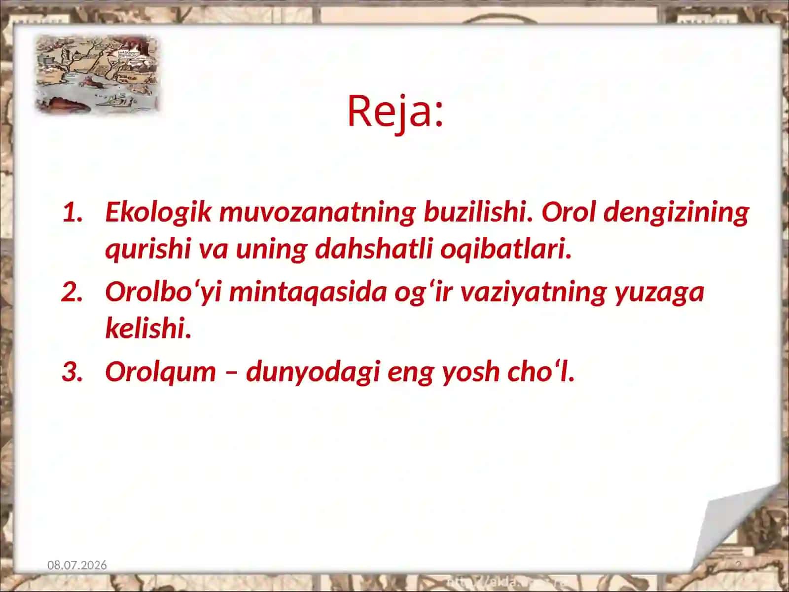 O‘zbekistonda ekologik vaziyatning og‘irlashishi va Orol fojiasi 2