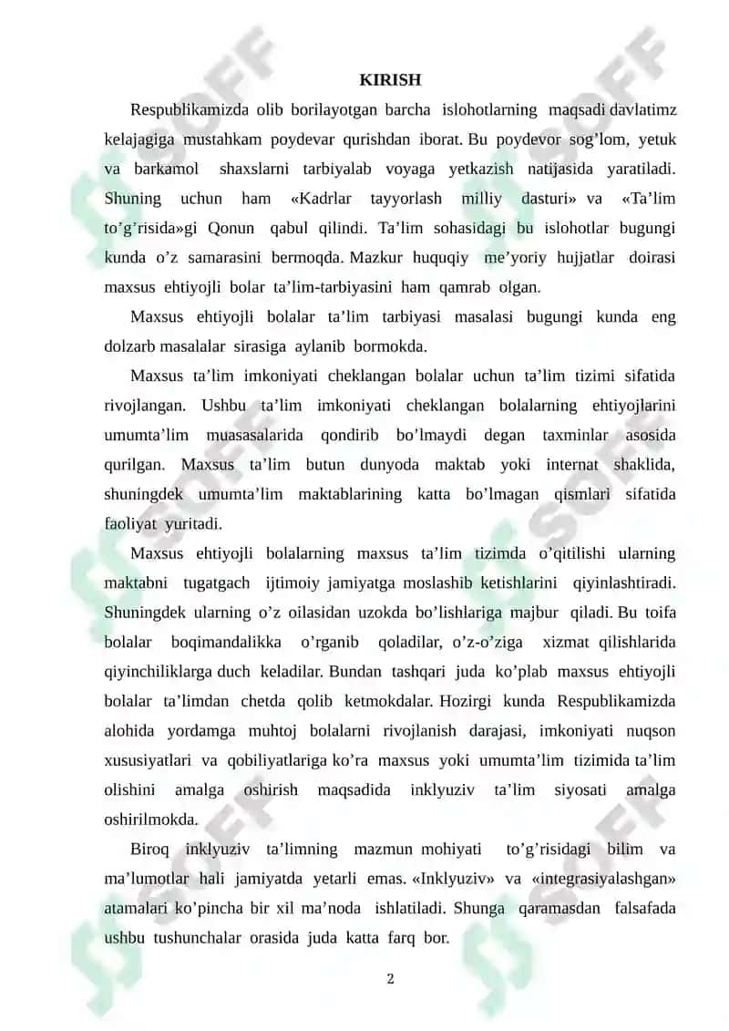 IMKONIYATI CHEKLANGAN BOLALAR TURLARI VA ULARNI INKLYUZIV TA’LIMGA JALB ETISH 2